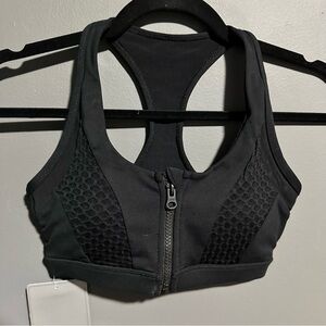 Florida jane black quilted zip up sports bra